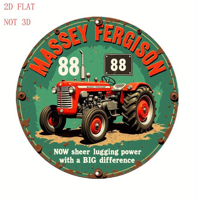 Potdemiel Massey Ferguson 88 Traktor Vintage Wandkunst aus Metall, Mehrfarbig, Durchmesser: 20 cm - Bild 1