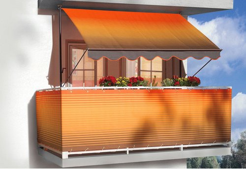 Klemmmarkise von ANGERER FREIZEITMÖBEL in braun/orange gestreift, B/T: 350 x 150 cm - Bild 1