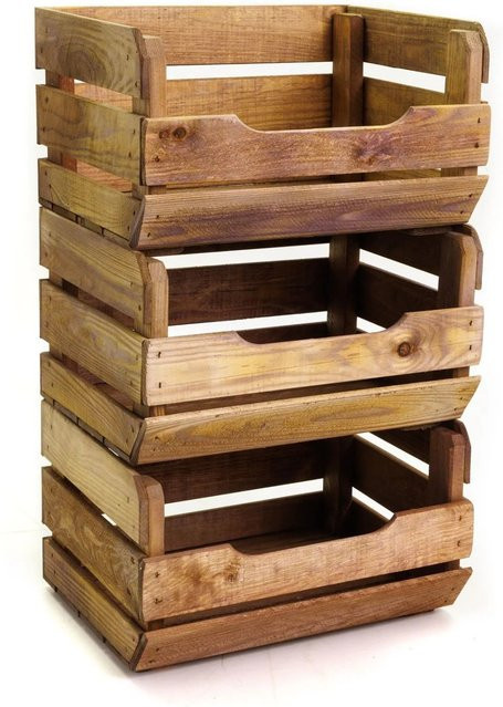 HolzFee Obst- und Gemüsekiste aus Kiefernholz, stapelbare Holzkiste in Braun, B/T/H: 66,0 x 40,0 x 30,0 cm - Bild 1