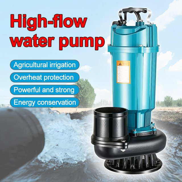 xmshxltd Tauchpumpe für Garten und Landwirtschaft in Blau, 370W-1100W High-Flow Wasserpumpe zur Bewässerung und für Schwimmbecken - Bild 1