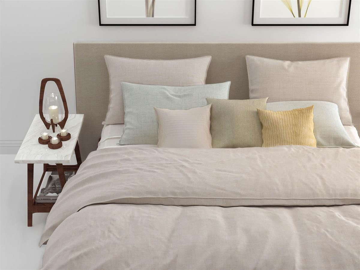 Zo! Home Cotton Bettwäsche Lino Sandy Beige Natur Meliert mit Bettbezug und Kissenbezug, B/H: 135 x 200 cm, Kissen: 80 x 80 cm - Bild 1