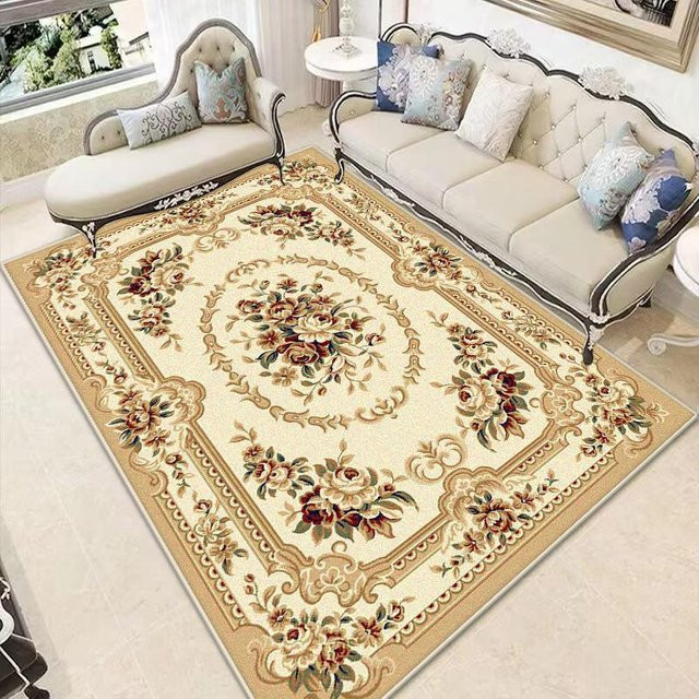 Goldener Teppich im europäischen Stil für Wohnzimmer und Schlafzimmer, Waschbar und Rutschfest, B: 180 cm, T: 280 cm - Bild 1