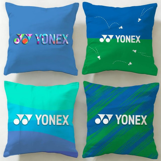 Yonex Kissenbezug quadratisch in Schwarz und Blau mit Grafikdesign, 30 x 30 cm - Bild 1
