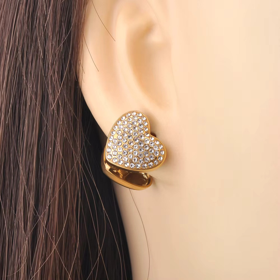 Lokaer Creolen Edelstahl, Strass, Herz, Damen - Bild 2