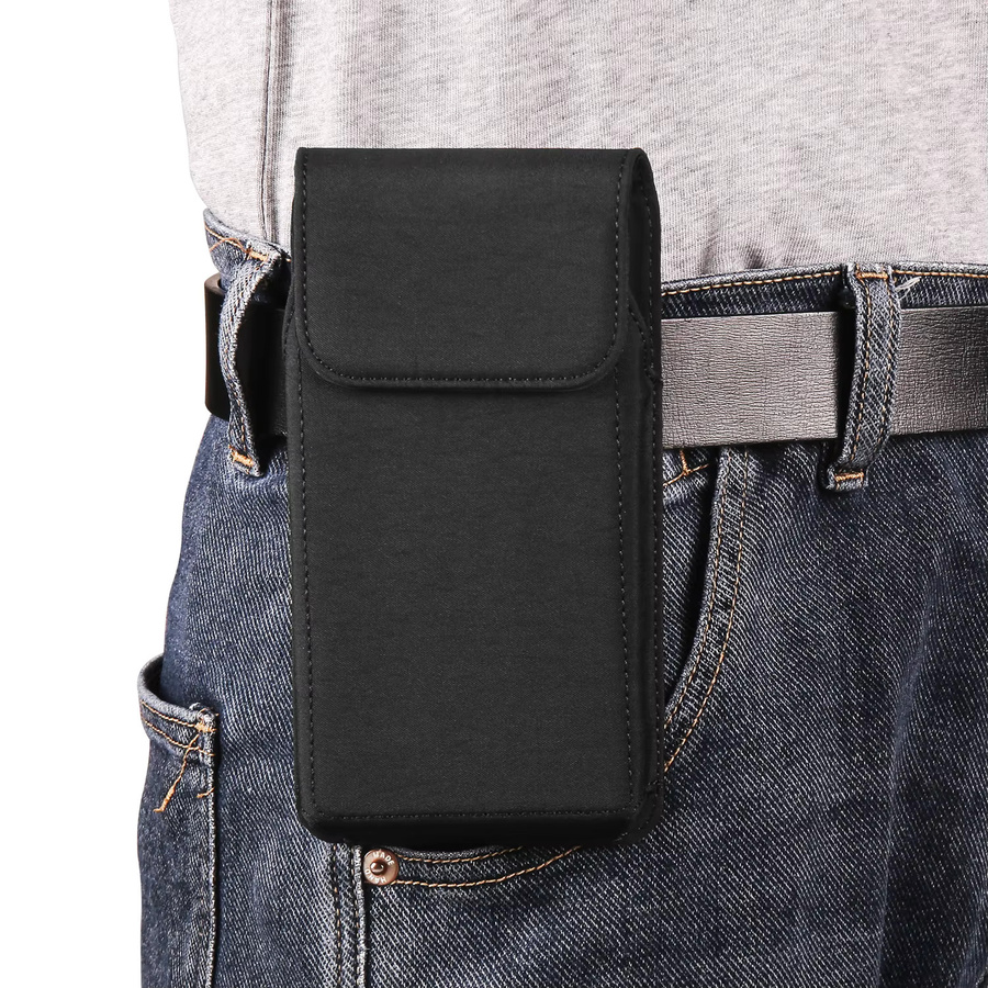 HKNR Nylon Gürtel Clip Handyhülle für iPhone, Samsung und Redmi in Schwarz - Bild 3