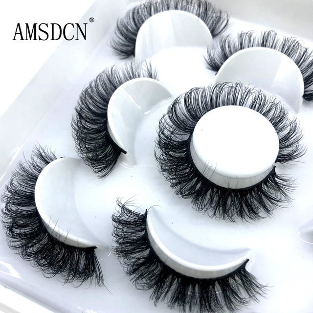 Ams 3D-Nerzwimpern, Black, 5 Paar, 8–25 mm, Natürlich, Unisex - Bild 1
