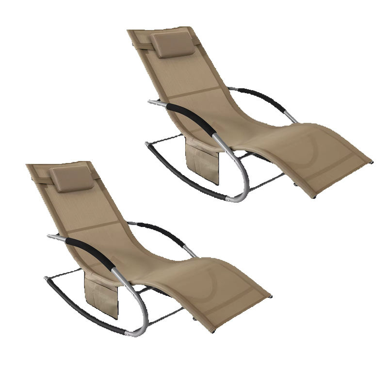 SoBuy Sonnenliege 2er Set aus Metall und Kunstfasergewebe in Rot mit verstellbarer Kopfstütze und Tasche OGS28-Rx2 - Bild 5