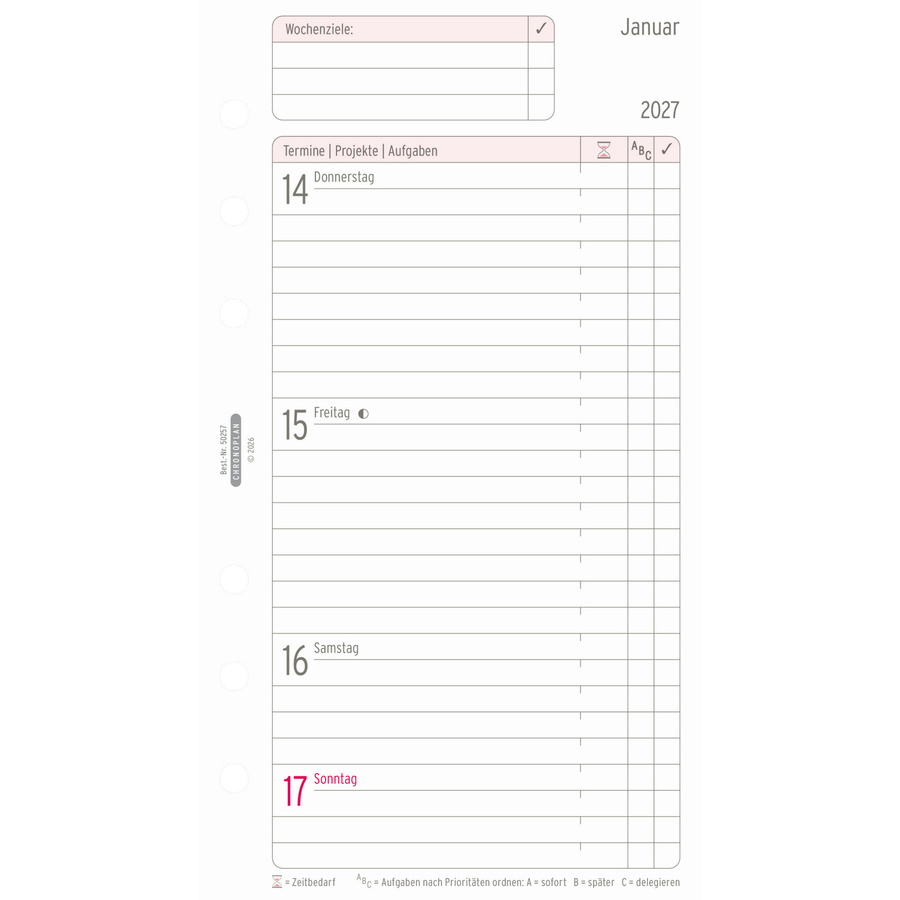 Chronoplan Kalender Einlage Midi 2027 Weekly Yearly in Weiß - Bild 2