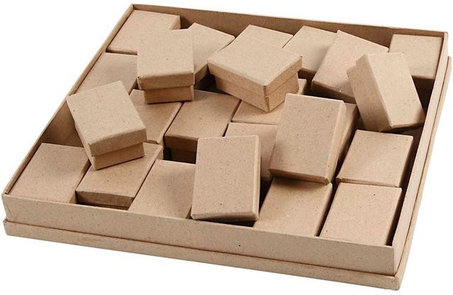 24 Stück Pappschachteln Rechteck aus Wellpappe von Creativ Company in Braun und Beige - Bild 1