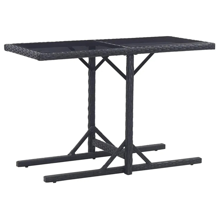 vidaXL Gartentisch aus Poly Rattan und Glas in Schwarz, B/T/H: 110 x 53 x 72 cm - Bild 2