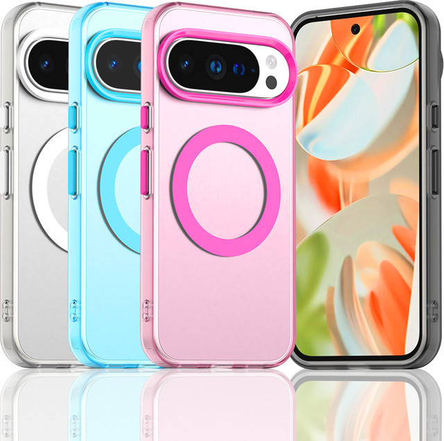 Magnetische transparente Handyhülle mit kabellosem Laden für Google Pixel 9 10 Pro XL 9A 8A 8Pro 9Pro in Candy Farben - Bild 1