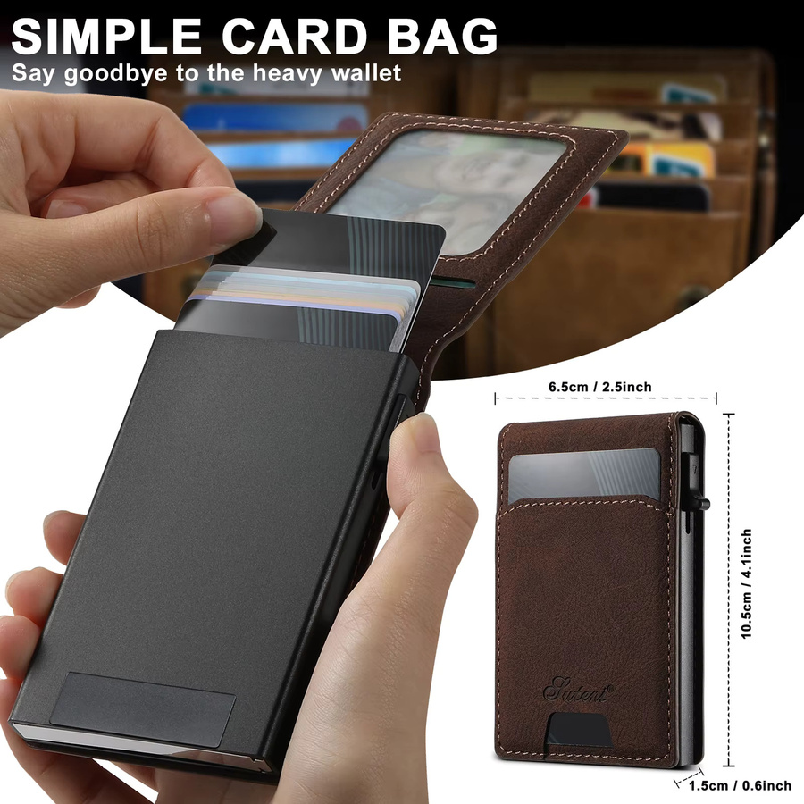 SUTENI Leder Brieftasche mit Magnetverschluss und Kartenhalter als Handyhülle für iPhone 12, 13, 14, 15 Plus und 16 Pro Max in Schwarz oder Braun - Bild 4