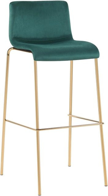 DELUKE Barhocker TENAR Samt Grün mit Gold, moderner Barstuhl mit Lehne, B/T/H: 43 x 48 x 100 cm - Bild 1