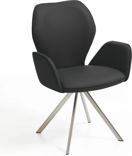 Polsterstuhl COLORADO Freischwinger von NIEHOFF aus Leder in Schwarz, B/T/H: 49,0 x 47,5 x 92,0 cm - Bild 1