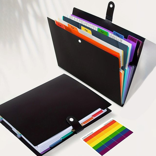 Akkordeon-Aktenmappe A4 Organizer aus Kunststoff in Multicolor für Schule, Zuhause und Büro - Bild 1