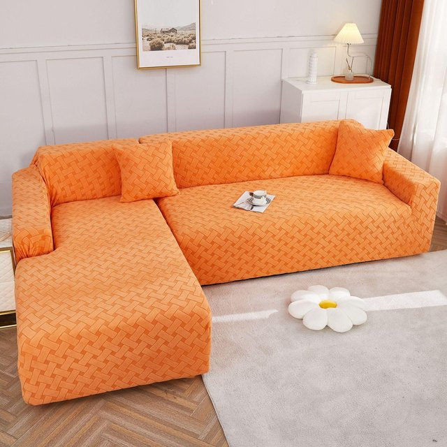 BC-Warm Home Sofabezug aus Samt in Orange, modern und rutschfest, für Sofas von 90-140 cm - Bild 1