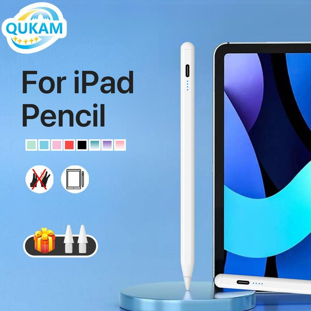 QUKAM Stylus für Apple Pencil 2, Ersatz-Stift mit Palm Rejection für iPad Air 6 M2, iPad Air 5, iPad Pro 11 und 12.9 Zoll, Farbe: Weiß - Bild 1