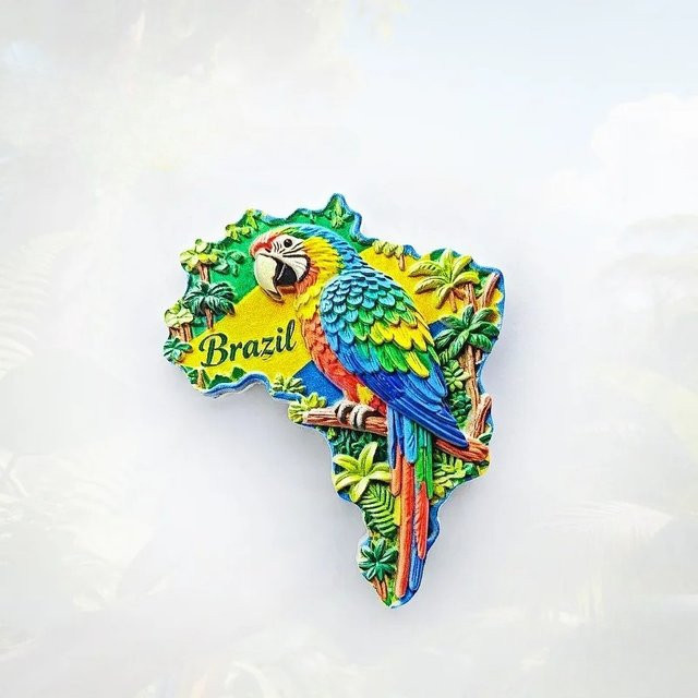 BearPaw Kühlschrankmagnete Brasilianische Ara in Multicolour als 3D Amazonas-Souvenirs - Bild 1