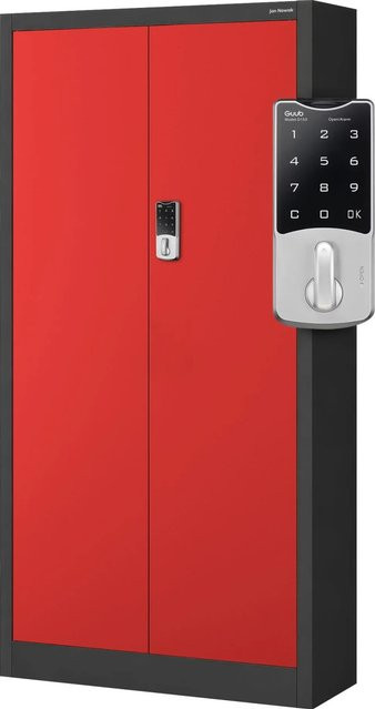 Jan Nowak Büro-Aktenschrank Daniel mit elektronischem Zahlenschloss aus Metall in Anthrazit-Rot, H x B x T: 185 x 90 x 40 cm - Bild 1
