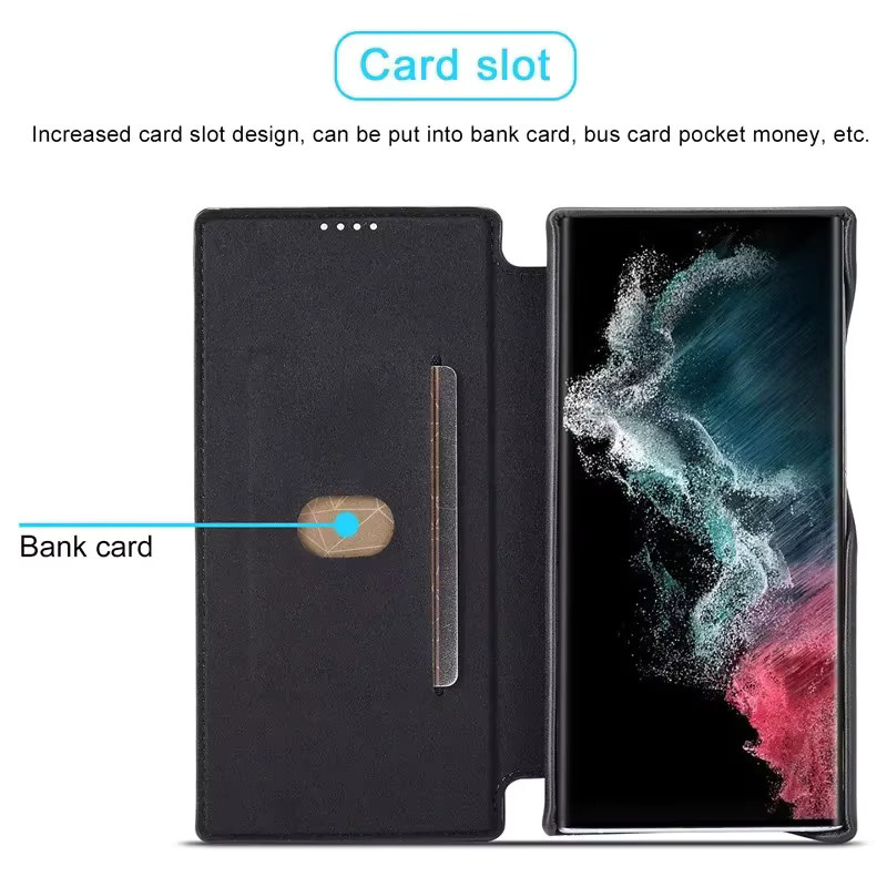 Flip-Leder-Handyhülle für Samsung Galaxy S26 S25 S24 S23 Ultra S22 Plus S21 FE S20 mit Kartenfach und Standfunktion in Braun - Bild 3