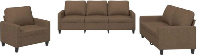 vidaXL 3-teilige Sofagarnitur modern in Braun mit Stoffbezug und Kissen - Bild 1