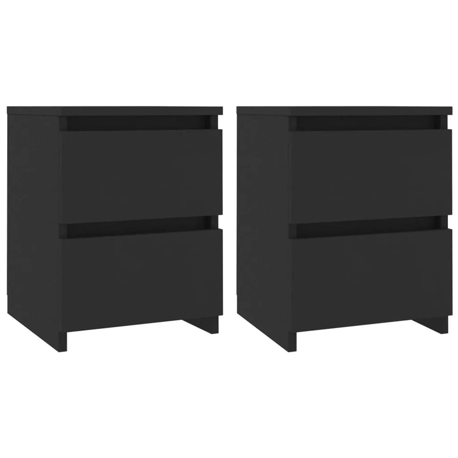 vidaXL Nachttische 2er-Set Schwarz aus Holzwerkstoff B/T/H: 30 x 30 x 40 cm - Bild 2