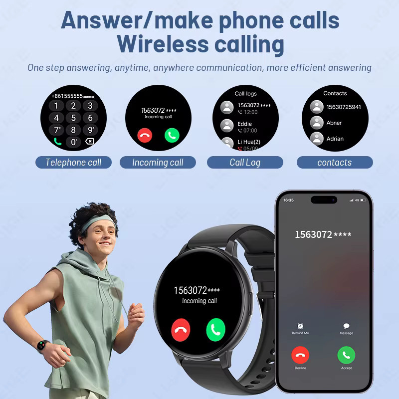 LIGE Smartwatch, Herren, Schwarz, Silikon, Bluetooth, IP67 wasserdicht - Bild 2