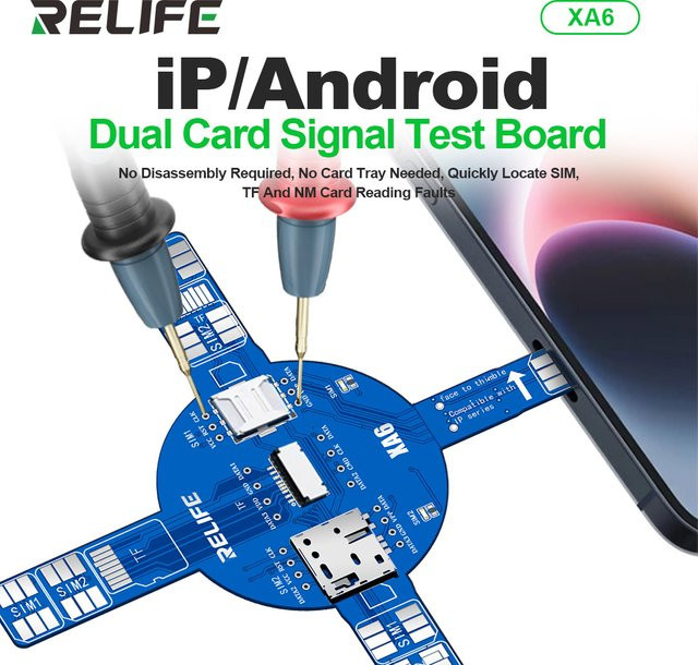 RELIFE XA6 Dual-Karten-Signaltestboard für iP und Android in Blau zur schnellen Lokalisierung von SIM, TF und NM Karten sowie zur Fehlererkennung beim Lesen ohne Demontage - Bild 1