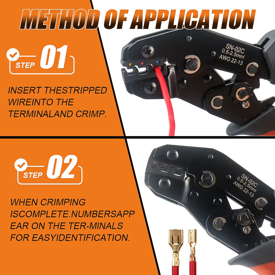 WOZOBUY Crimpzange SN-02C für elektrische Klemmen und Drahtanschlüsse - Bild 3
