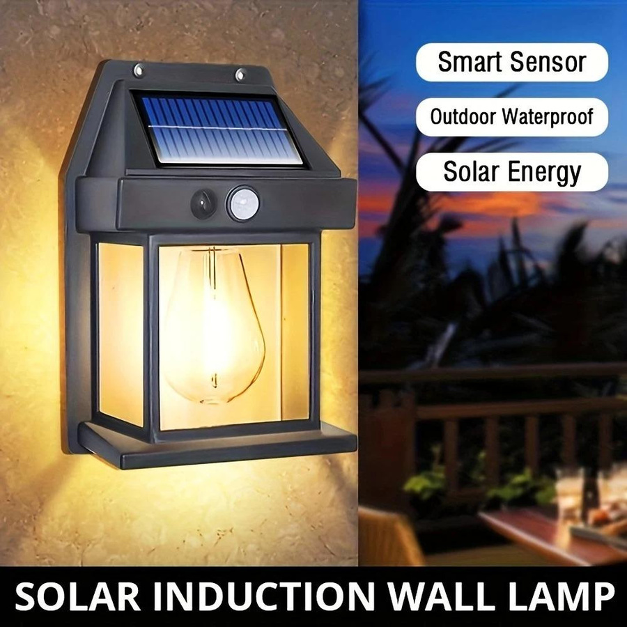 YJMP Super Lighting Solar Wandleuchten Set 4 Stück, Schwarz, LED Außenbeleuchtung mit Bewegungssensor und Dämmerungssensor, IP65 Wasserdicht, Warmweißes Licht für Terrasse, Veranda und Garage - Bild 6
