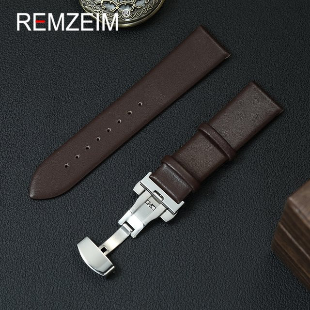 REMZEIM Uhrenarmband Leder, Schmetterlingsverschluss, Unisex - Bild 1