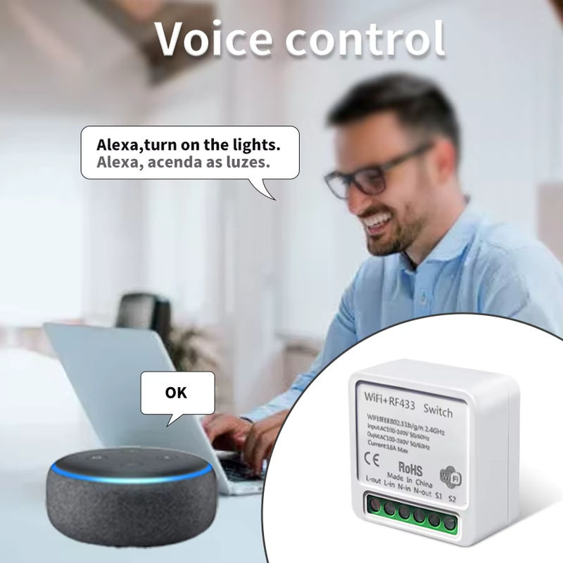 Ammtoo Tuya WiFi Smart Switch mit RF 433MHz, drahtloser Wand Schalter in Weiß, kompatibel mit Alexa und Google Assistant für LED Lampen - Bild 3