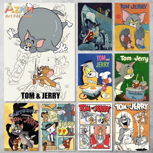 KAYOU Tom und Jerry Anime-Poster, wasserfeste Wanddekoration in Mehrfarben für dein Zuhause - Bild 1