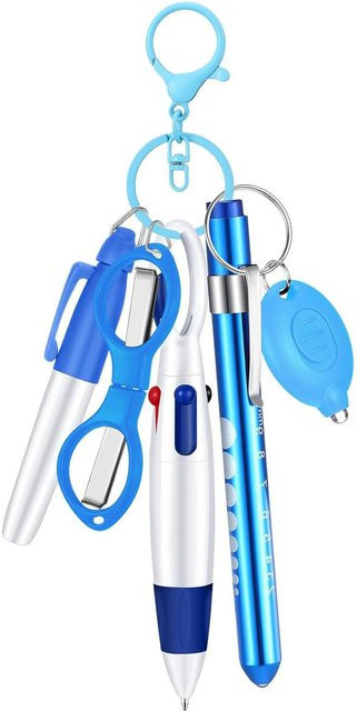XYNN 6in1 Multifunktions-Kugelschreiber-Set mit Taschenlampe, Schere und Permanentmarker in Blau - Bild 1