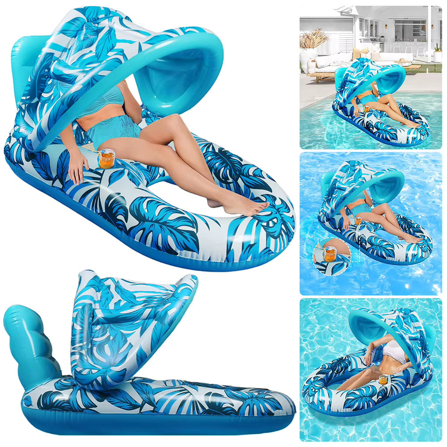 APWIKOGER Aufblasbare Strandliege mit Sonnenschirm und Wasserschlafbett aus PVC für Outdoor und Schwimmen - Bild 3