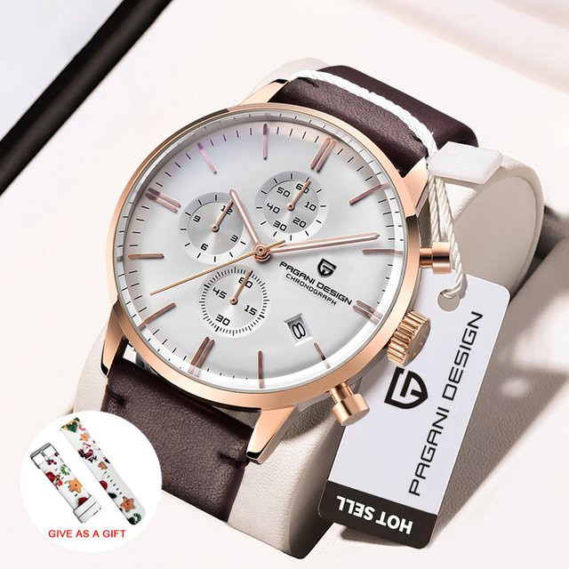PAGANI DESIGN Armbanduhr, Quarz, Edelstahl, Leder, Herren, Bicolor - Bild 1