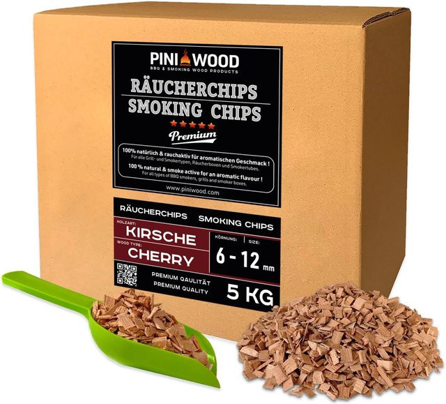 PINI Räucherchips Kirsche 5 kg Smoking Chips mit einer Größe von 6-12 mm - Bild 1