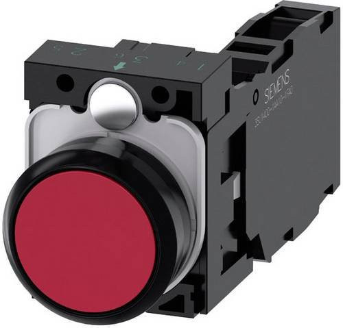 Siemens Drucktaster 3SU1100-0AB20-1FA0 mit rundem Frontring aus Kunststoff in Schwarz und Rot - Bild 1
