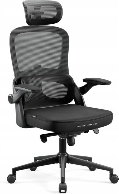 DIABLO CHAIRS V-LIGHT Ergonomischer Bürostuhl in Schwarz mit Netzgewebe, Kopfstütze und Armlehnen - Bild 1