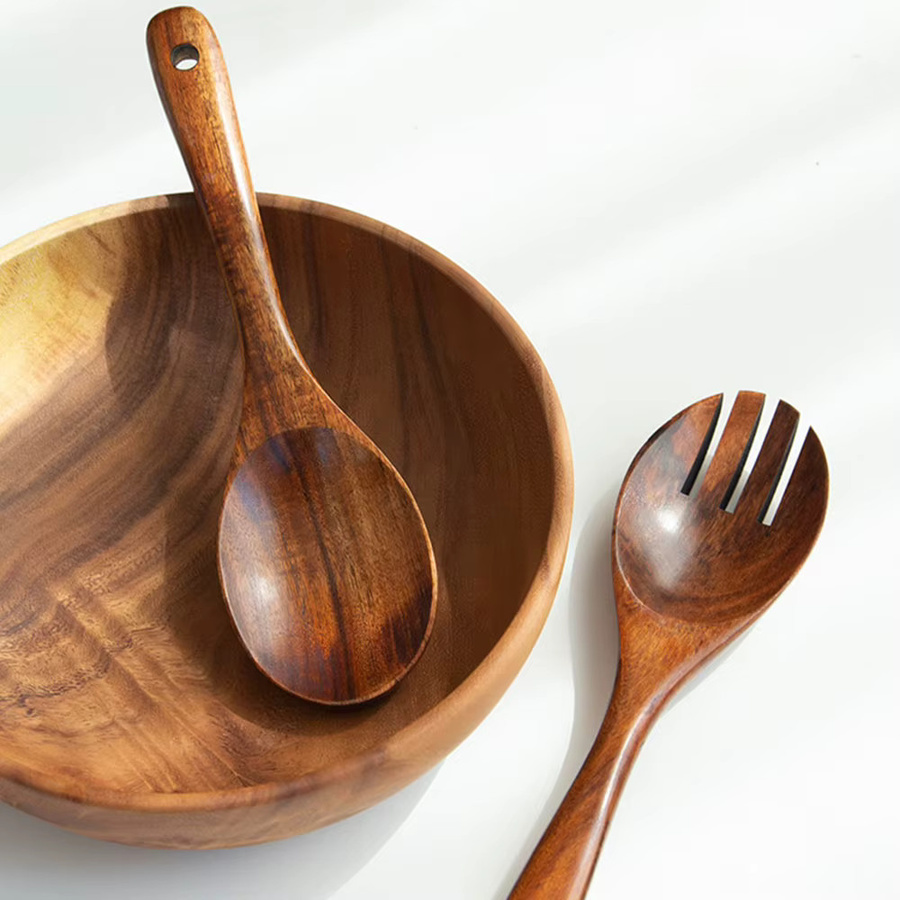 Uniturcky Akazienholz Salatbesteck Set aus Löffel und Gabel in Braun, Länge: 25,4 cm - Bild 6