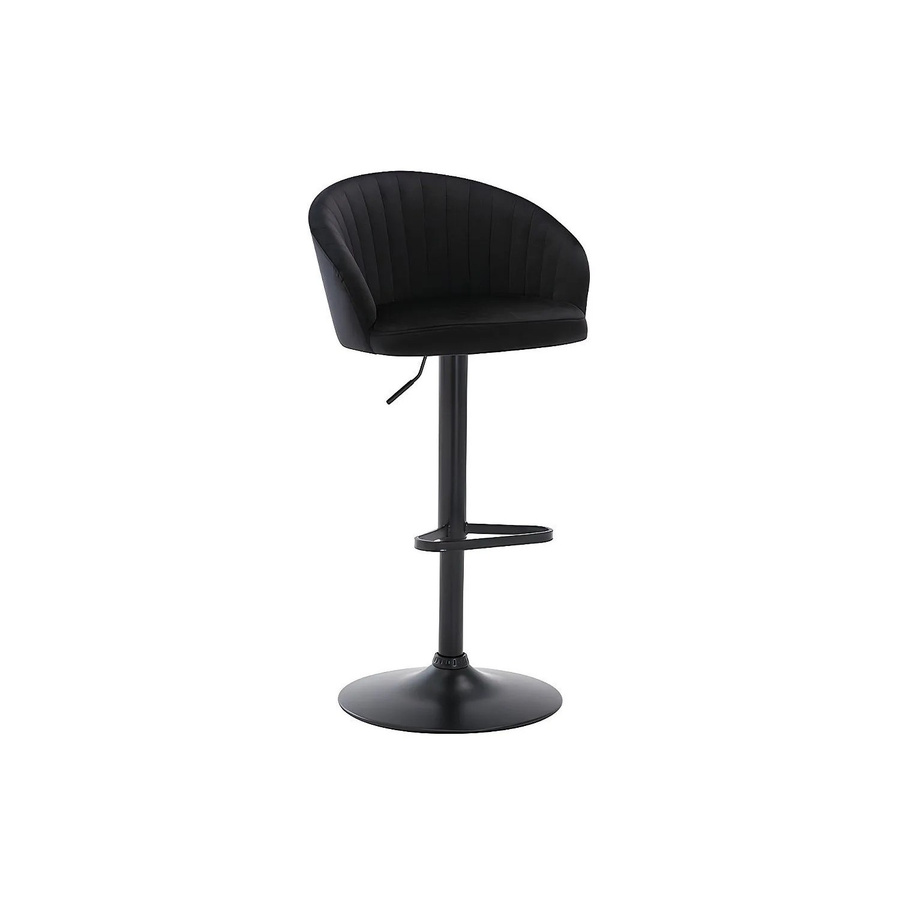 Vente-unique Barhocker Doraliz in Schwarz mit Samtbezug und Metallgestell, Höhe: 54 cm - Bild 2