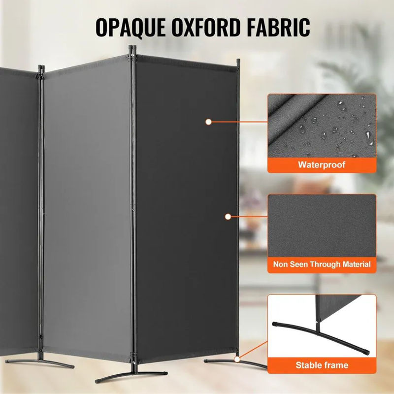 Buying Solutions MB Raumteiler mit 3 Paneelen aus Metall und Textil in Grau, freistehend und minimalistisch - Bild 5