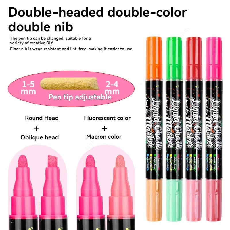 Haile Flüssigkreide Doppelspitze 8er-Pack Multicolour Waschbar und Nass Abwischbar für Tafel und Kreidetafel - Bild 6