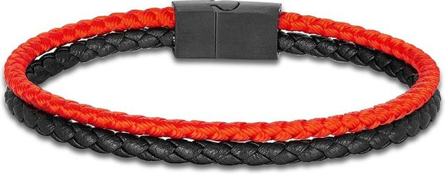 YULIN Herren-Armband, doppelte Lederschnur, rot, 17cm - Bild 1
