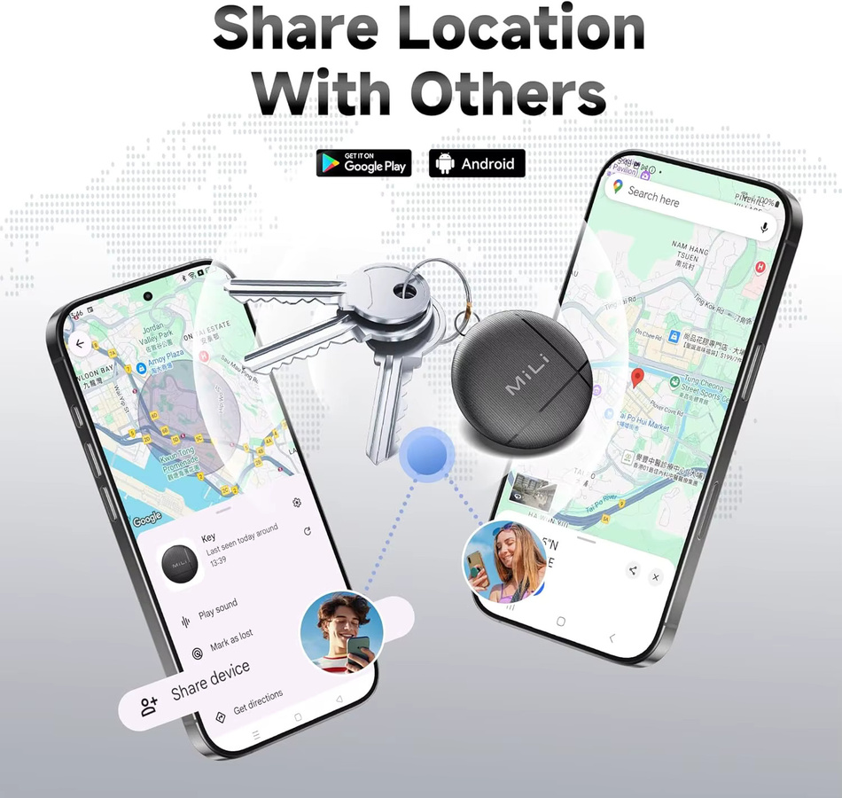 leapii Bluetooth Schlüssel-Tracker für Android, kompatibel mit Google Find My Device, Farbe: Schwarz - Bild 2