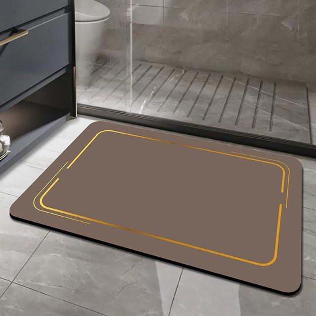 Saugfähige Kieselgurmatte für Badezimmer und Toilette, rutschfest und verschleißfest, Farbe: Braun, B/T: 80 x 50 cm - Bild 1