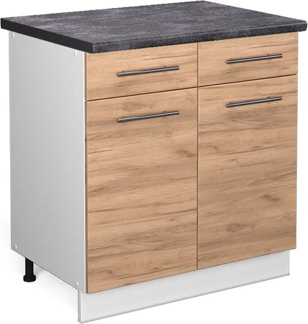 Vicco Küchenunterschrank Fame-Line Goldkraft Eiche/Weiß in Anthrazit mit Breite: 80 cm - Bild 1