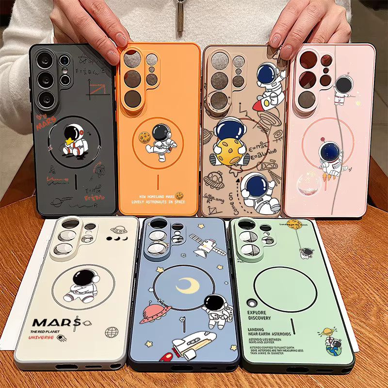 Magnetische Handyhülle mit Astronauten-Muster für Samsung Galaxy S26 S25 S24 S23 S22 Ultra Edge FE A57 A17 A56 A37 A16 A55 A36 von MOESOE in Grau - Bild 6