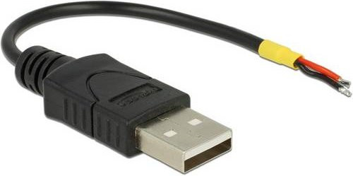 Delock USB 2.0 Kabel mit USB-A Stecker und offenen Kabelenden, Schwarz, 0,10 m - Bild 1