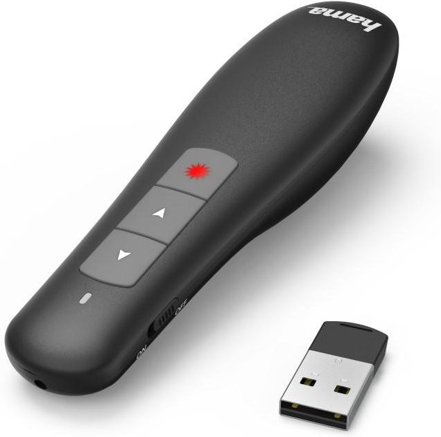 Hama X-Pointer Wireless-Laser-Presenter Präsentations-Fernsteuerung in Schwarz und Rot mit USB-A und Wi-Fi - Bild 1
